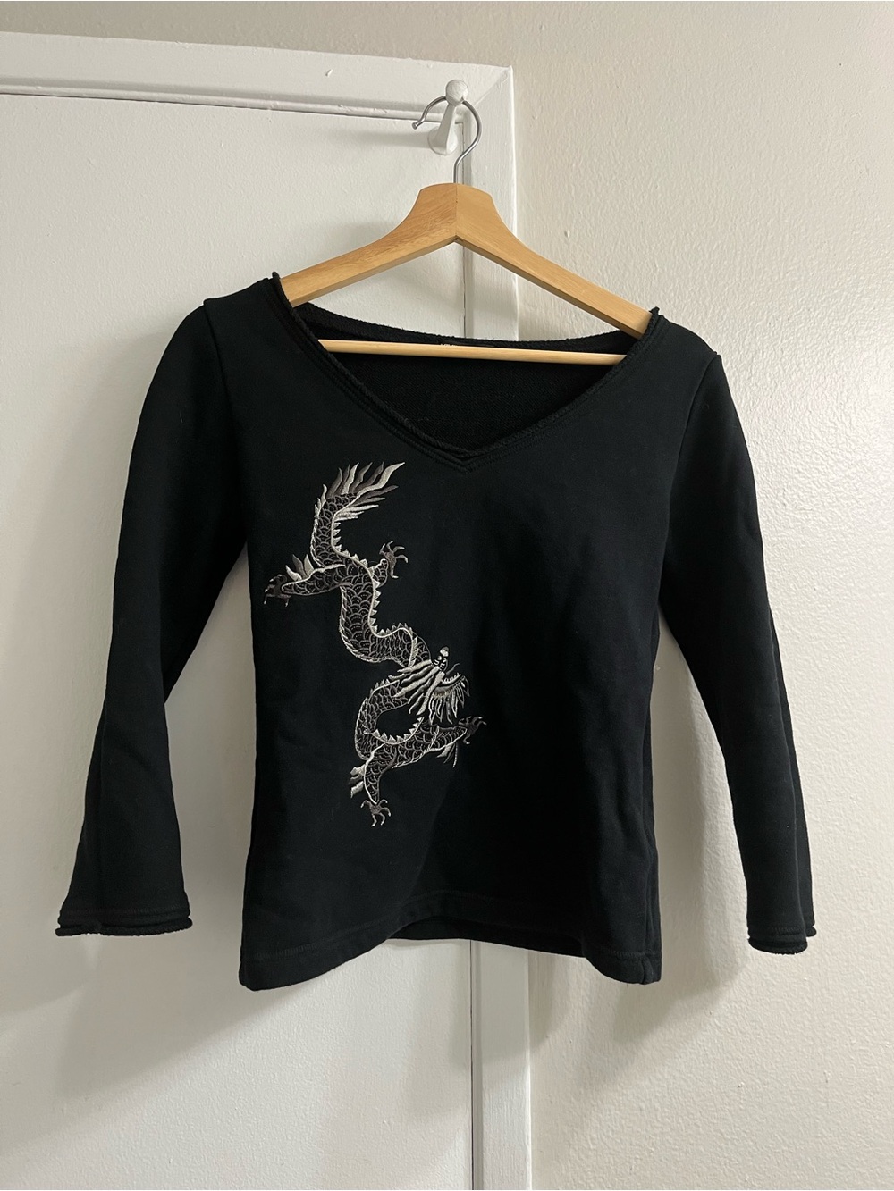 Archival Vivienne Tam Y2K Black Cotton Dragon Embroidered Top - Size 1 (S)